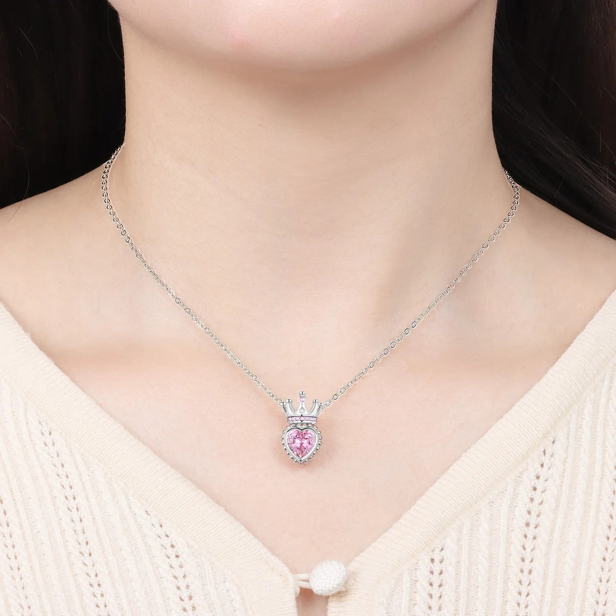 The Rose Crown necklace shown at its true size