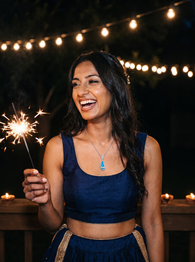 Priya S. wearing the Cinderella Midnight Opal