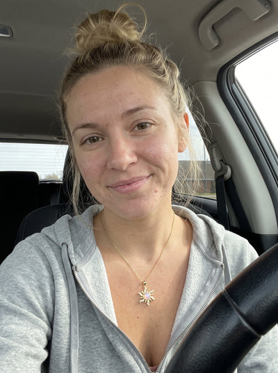 Madison R. wearing the Rapunzel Rose Opal
